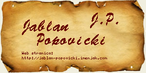 Jablan Popovicki vizit kartica